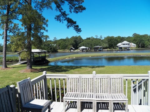 View of the river and pond from the porch.