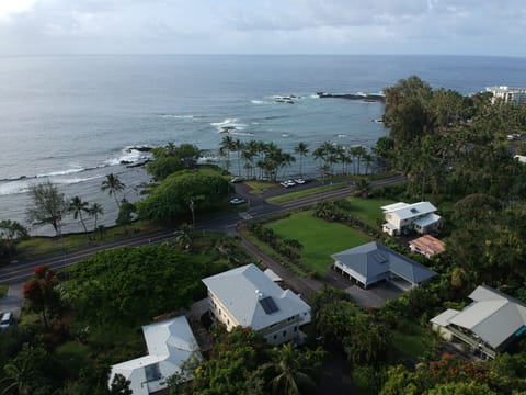Lilikoi house shown on left with Richardson's Beach park across the small street
