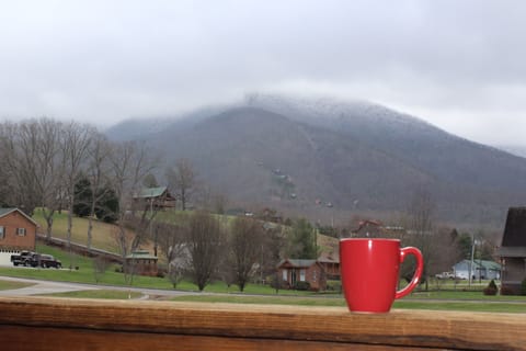Coffee on the porch - Snow on the mountain.