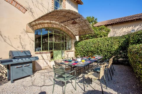 One of the outdoor's table comfortably sittung up to 10 people