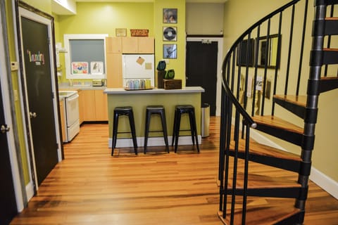 Spiral staircase to 2nd floor