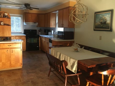 Fully stocked kitchen even has a waterview!  and a dishwasher!