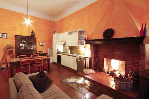 living room with the kitchenette