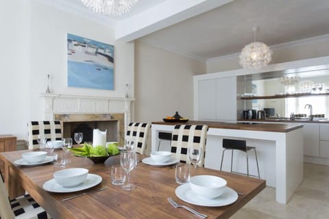 elegant kitchen and dining space