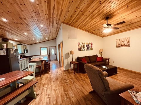 Our great room with vaulted ceilings and lots of space