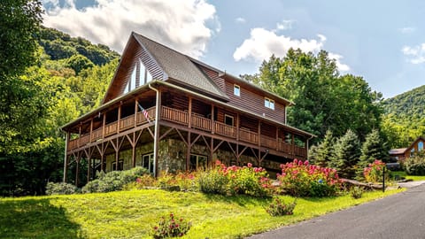A gorgeous log cabin home nestled in the Great Smoky Mountains in Waynesville NC