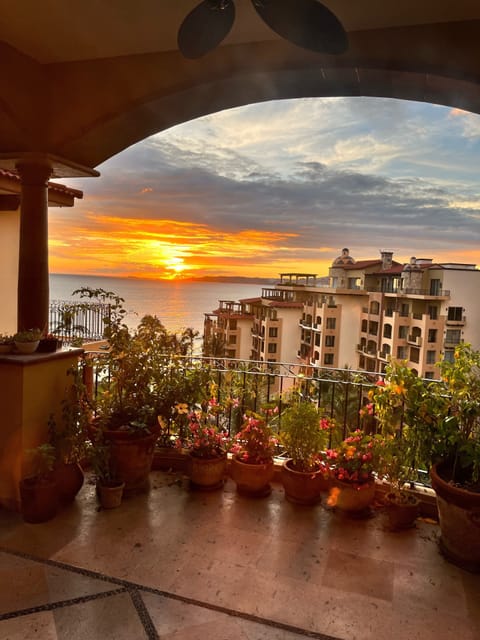 Amazing view of the sunset from our private, top floor garden patio.