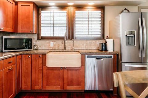 Farmhouse Sink, Large French Door Refrigerator, Microwave, Toaster, Dishwasher