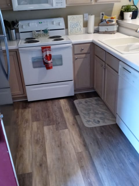new wood floors throughout kitchen