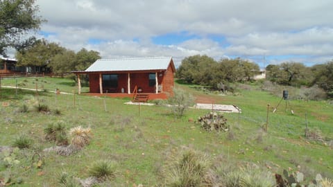 Front view of cabin from the south pasture