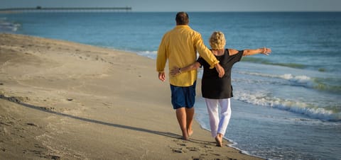 A happy couple at the beach
