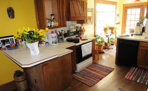 Full kitchen has everything you would want. Nice access to large deck with grill