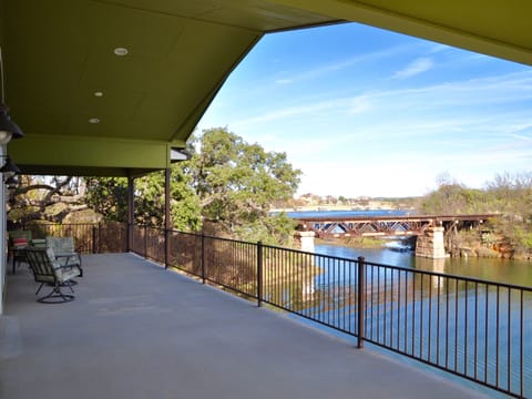 Upper patio with view of cove and Lake LBJ