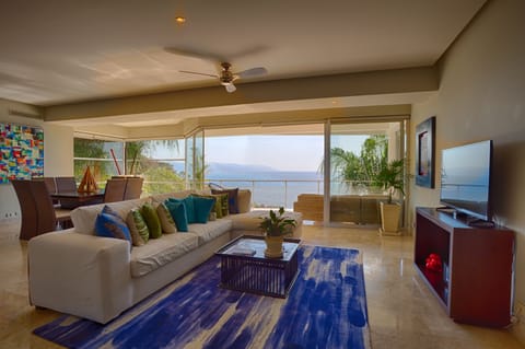 Living room with sliding doors to terrace