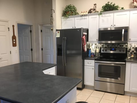 The refurbished kitchen along with new appliances. 
