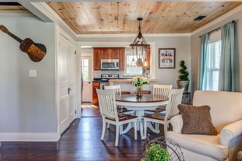 Enjoy the unique floor plan of combined living, dining, and kitchen areas.