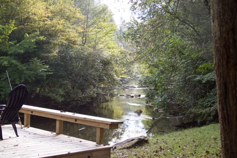 The beautiful view down Fightingtown Creek- nearly 200' of creek front to enjoy!