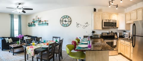 Enjoy a good meal or a fun group chat in the open living space