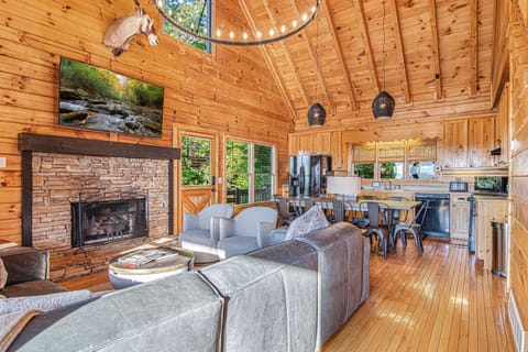 Gather around and hang out in the open living space on the main level.