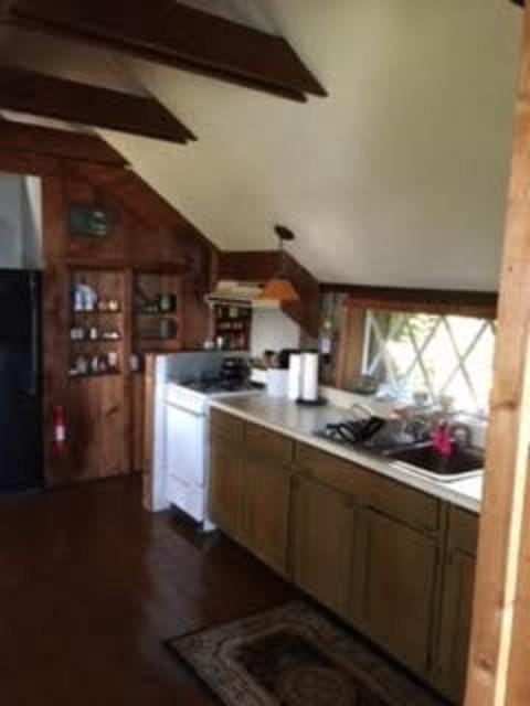 Simple but complete kitchen. Apartment size  propanestove. 