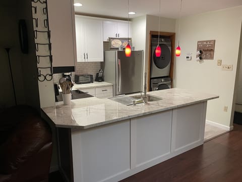 Keurig with few starter k-cups and electric kettle.