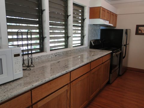 Remodeled kitchen with granite countertops