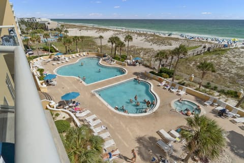 Beautiful Gulf view from Private balcony overlooking the Pools and the Gulf!
