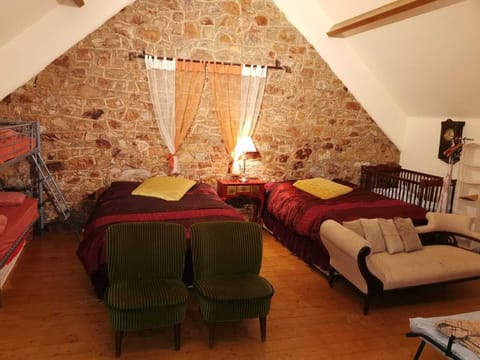 2 double beds, plus bunkbeds & cot,  private bathroom 