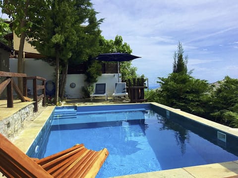 Relaxing by the pool