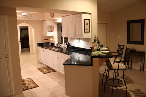 Kitchen and bar area.