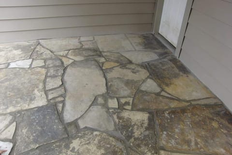 natural rock front porch