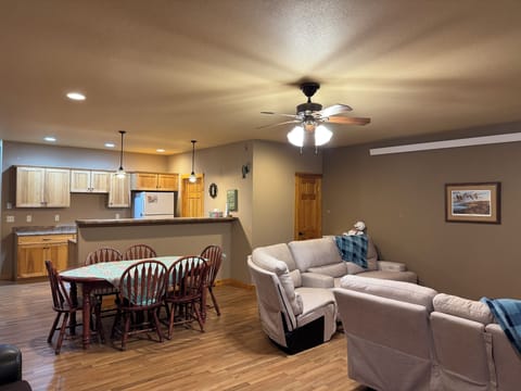 Lower level kitchen area smd living room.