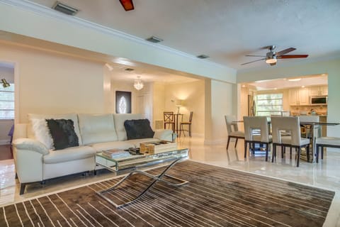 Light & bright living areas with marble floors throughout.