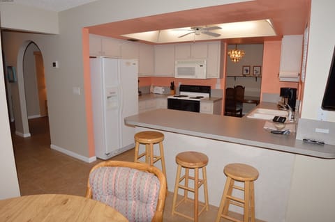 View from family room to kitchen