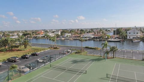 Canal view and tennis courts from the front entrance