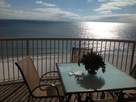 Awesome view of the ocean.  Table recently replaced with a round one.  