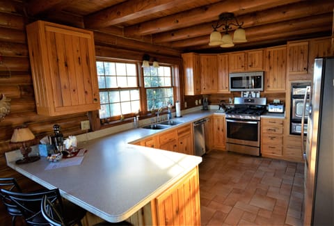 Kitchen includes two ovens, microwave, combo Keurig/drip coffeemaker