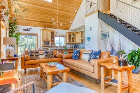 The tables are custom, made from hand milled juniper slabs and lodgepole pine