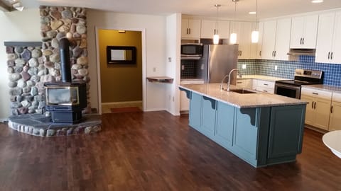 Kitchen into living room