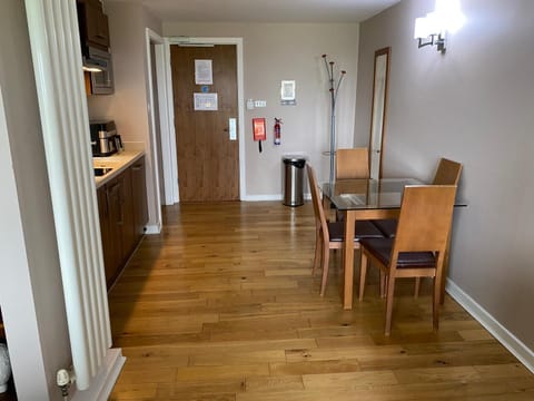 The kitchen and dining area.