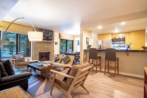 Comfortable Living Room with Gas Fireplace