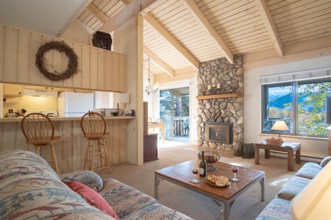 Breakfast Bar for 2 next to Gas Fireplace