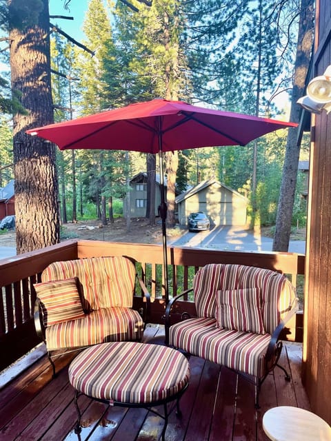 Cozy lounge seating area on the deck.