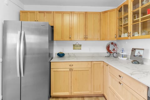 Fridge.  Lots of counter space.  Quartz counter tops.