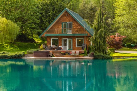 View of the cabin from across the pond. Ducks often visit.  Photo by Stevenflow.