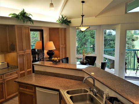 Kitchen and dining room view. 