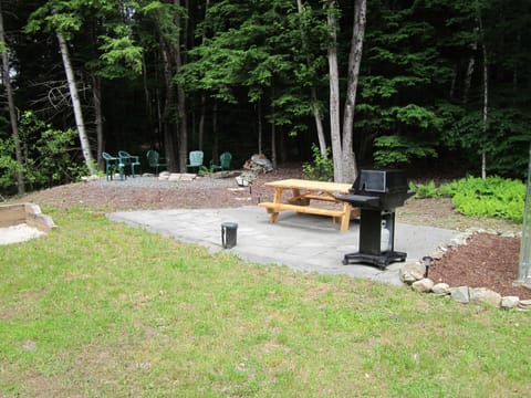 Patio with Grill and Horseshoe Pit in Back Yard