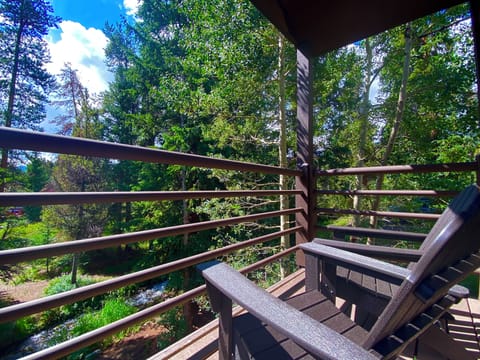 Stream & 
Tree View from Deck (Comfy Adirondack Chairs)