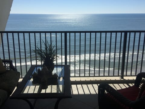 OCEANFRONT! Our comfortable balcony—adjacent to living room and main bedroom!