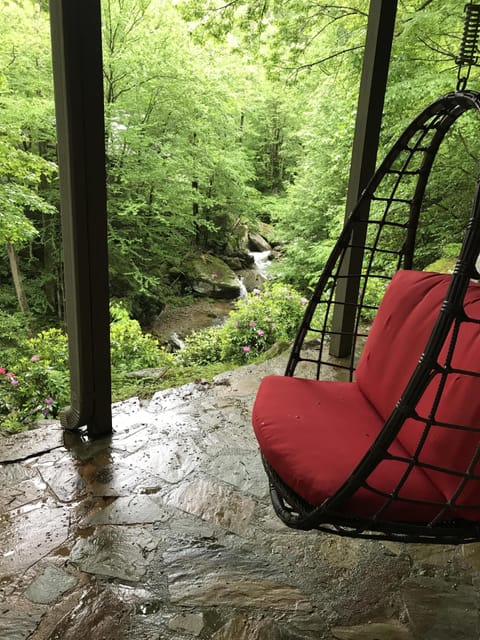 Enjoy the serene sounds of Mountain bliss, as you relax in our basket swings!!